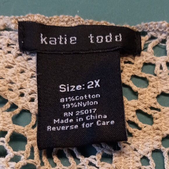 Katie Todd Womens 2X Crochet Asymmetrical Hem Lightweight  Wrap/Sweater/Cover-up - Picture 2 of 6